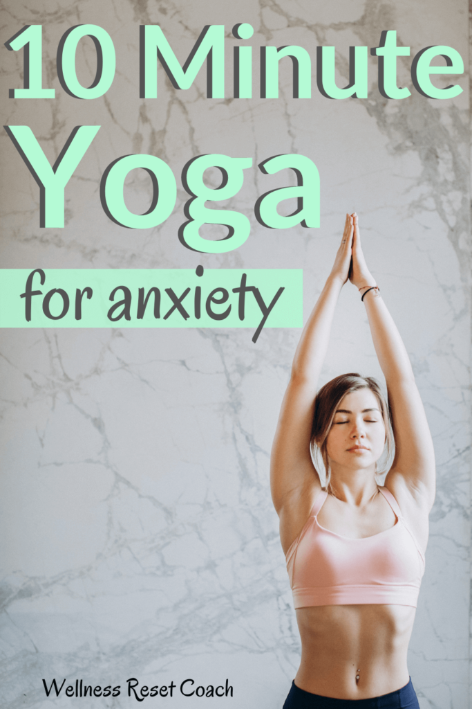 If you have anxiety yoga is one of the best things to try. Yoga helps calm your mind and body, builds strength, and allows you to practice meditation. This 10 minute yoga for anxiety is something you can do before you wake up, as you unwind for the day, or anytime in between when you just need a break for a few minutes. 